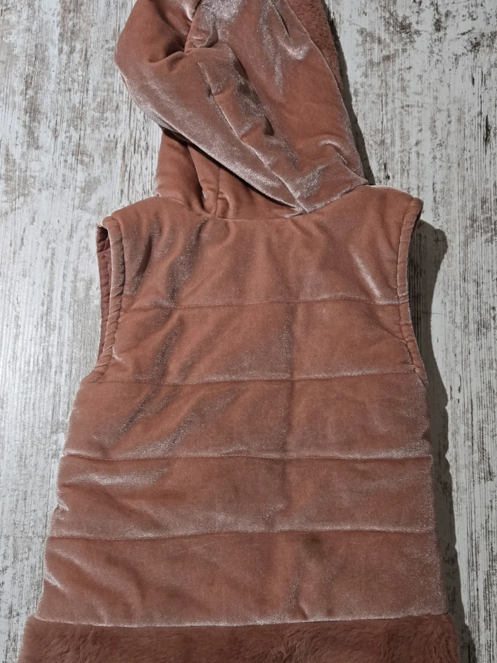 Nicole Miller Girls Plush Hooded Vest in Dusty Rose Size 4